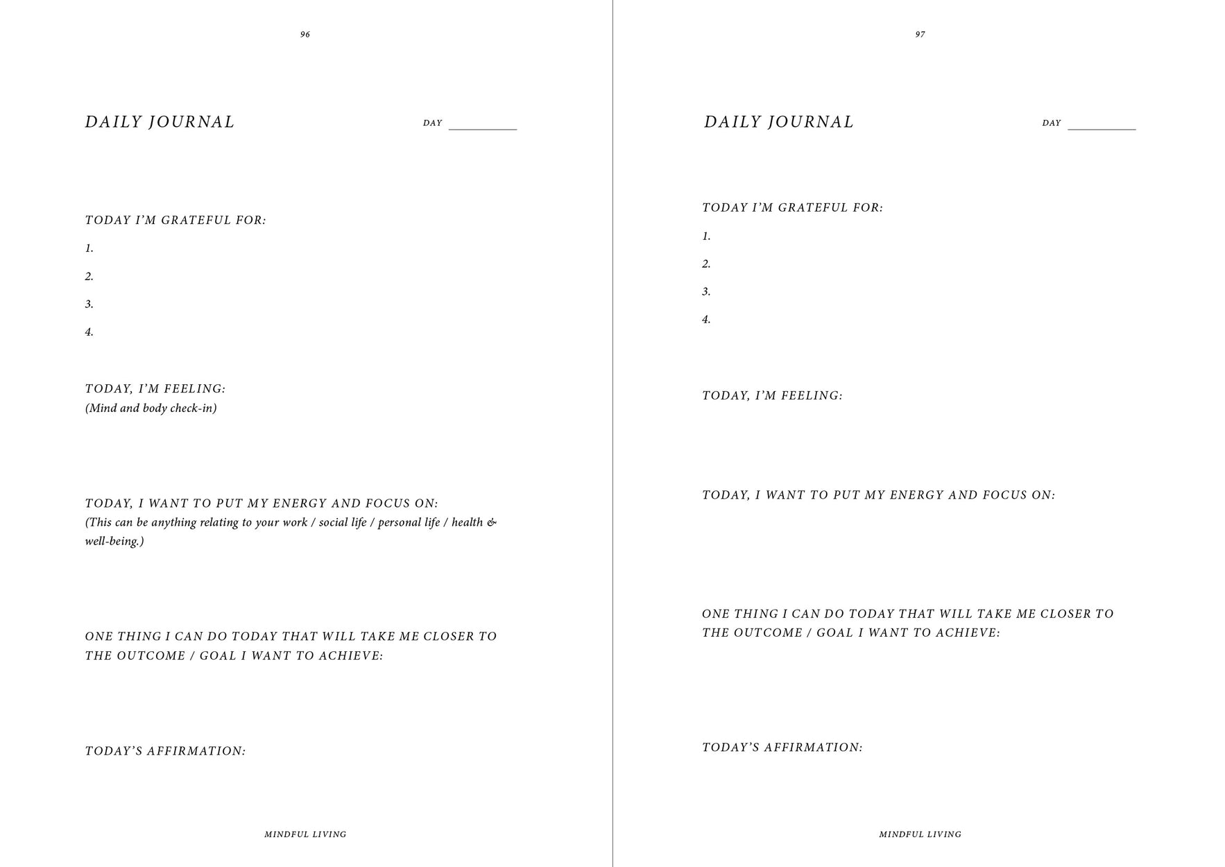 Mindful living journal