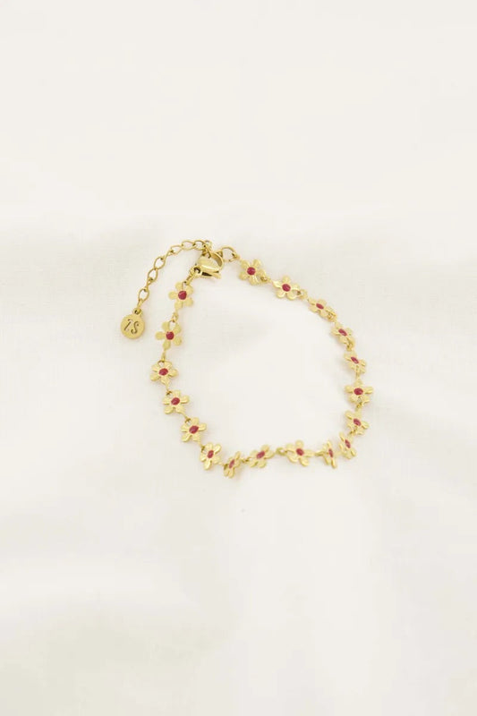 Armband met bloemen rood - HUT - 