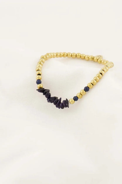 Armband met glassteen blauw - HUT - 