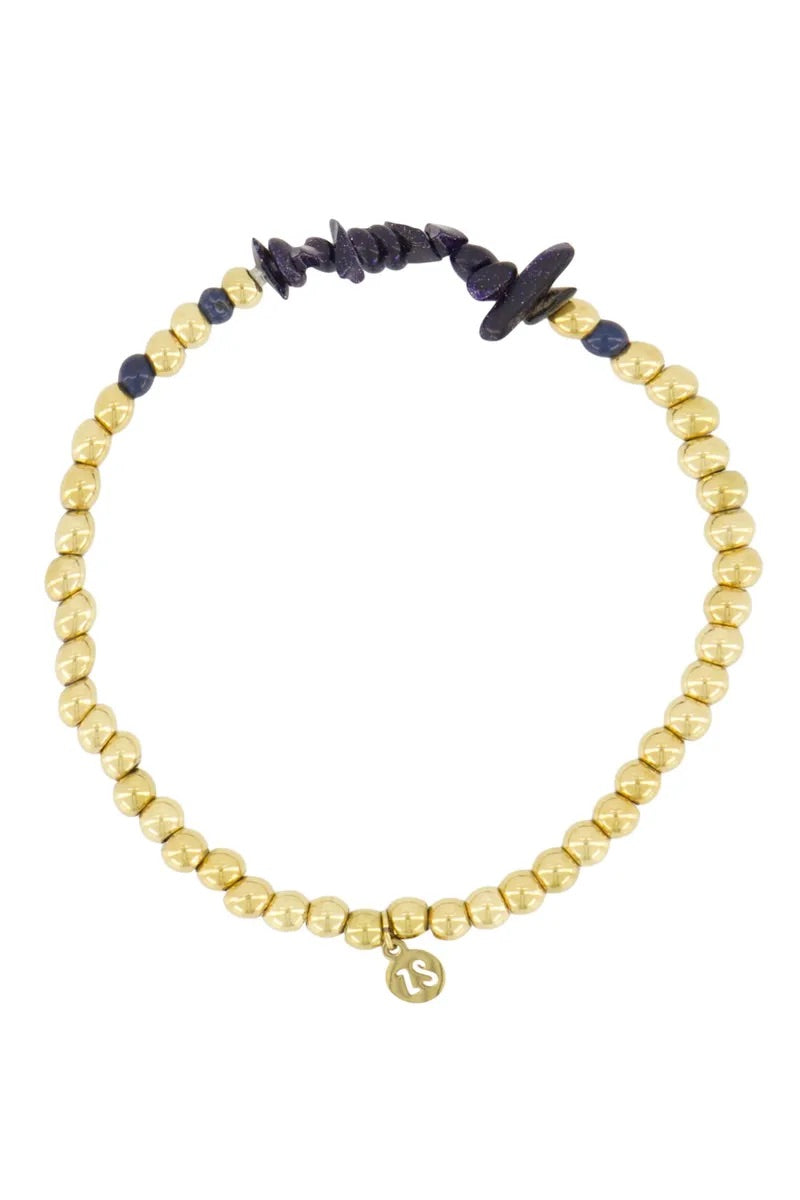 Armband met glassteen blauw - HUT - 