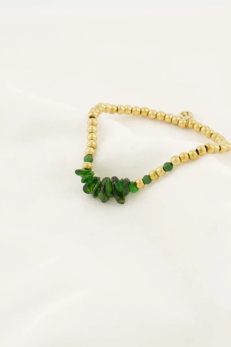 Armband met glassteen groen - HUT - 