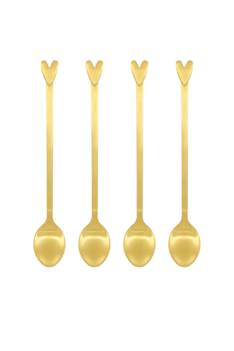 Set van 4 lange lepels