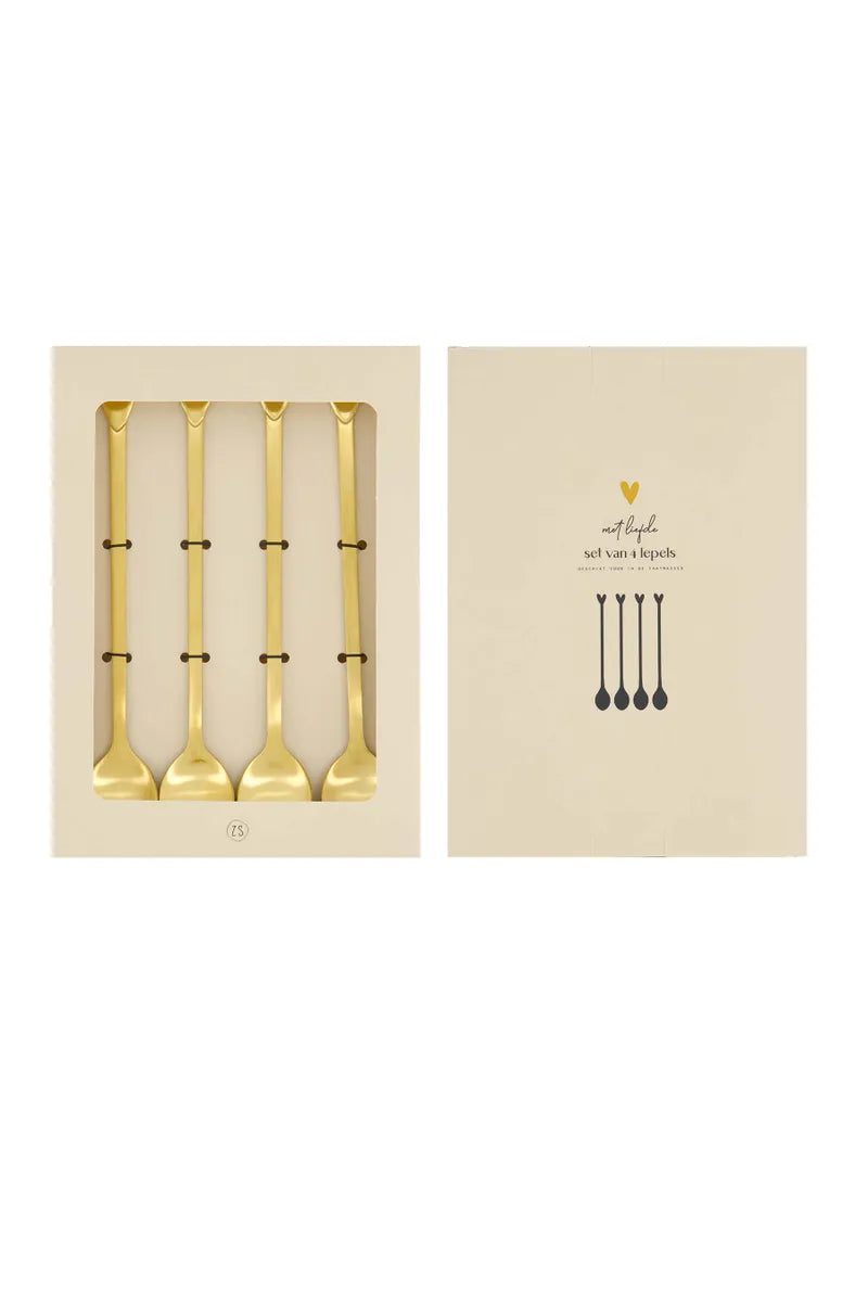Set van 4 lange lepels