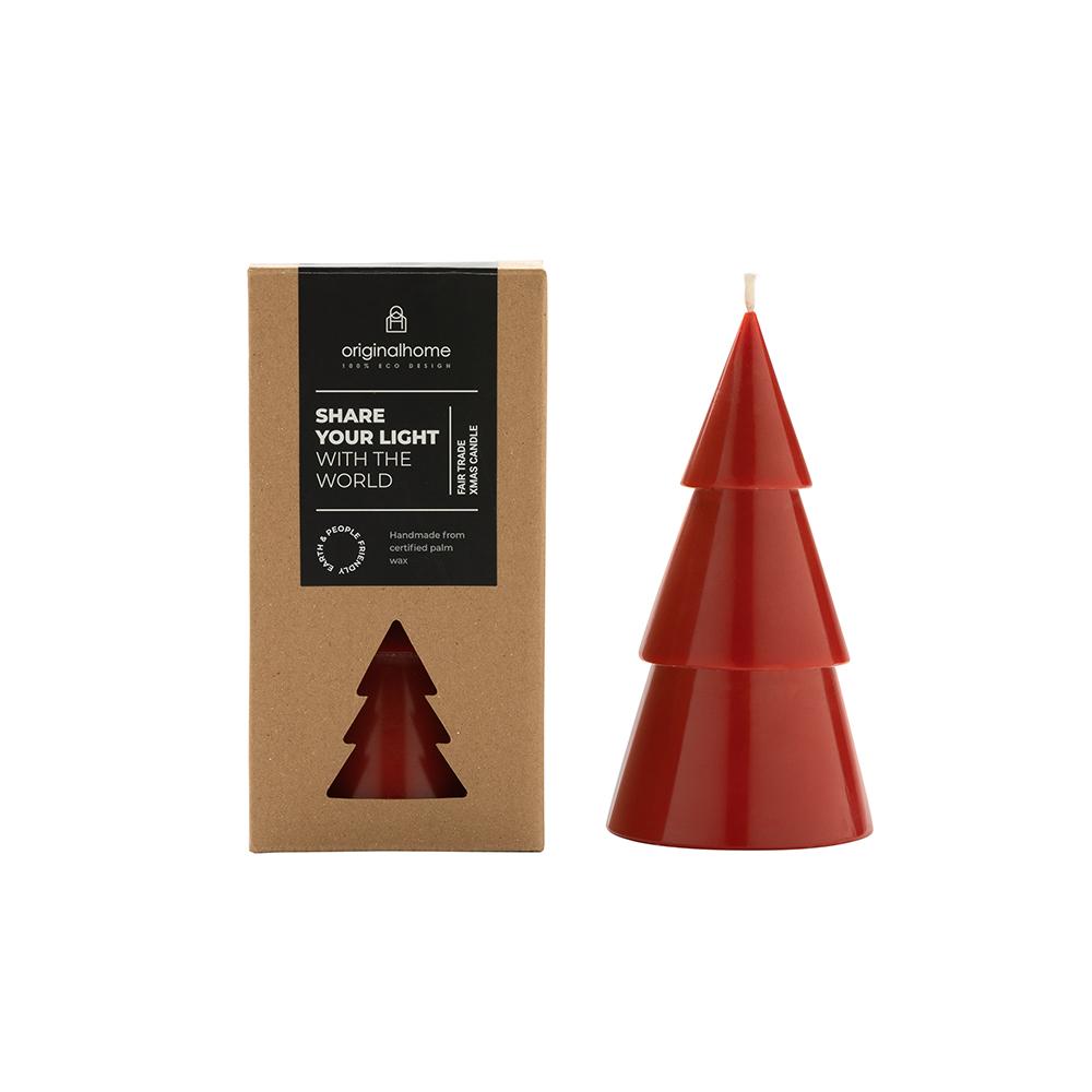 Kaars kerstboom rood